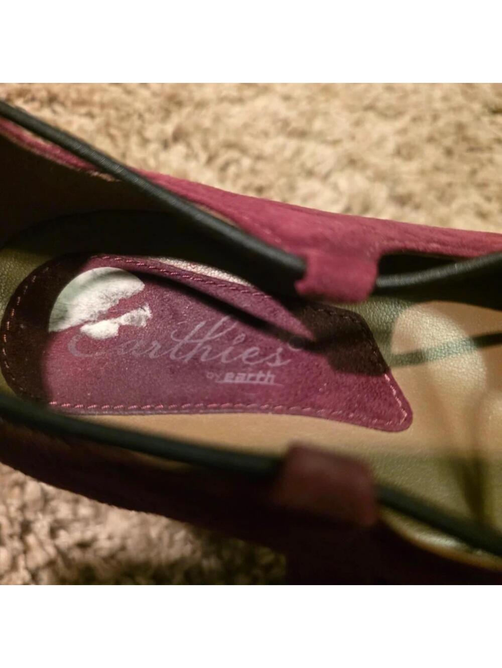 Earth Earthies Y2K Maroon Suede Leather ballet flats sz 8 US - Picture 7 of 8